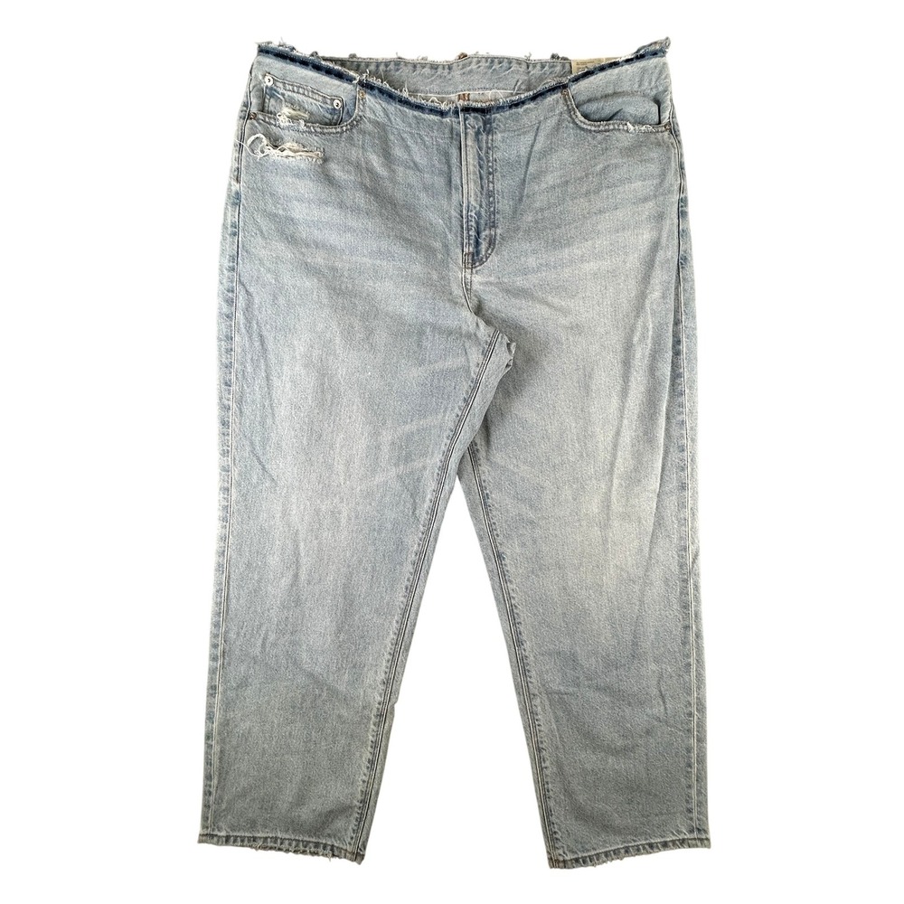 American Eagle Jeans Womens 18 Short Blue 90s Low Rise Straight Distressed Denim
